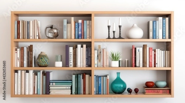 Obraz bookshelf organizer isolated on white generative AI