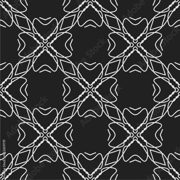 Fototapeta Black and white  pattern . Figures ornament.Seamless pattern for fashion, textile design,  on wall paper, wrapping paper, fabrics and home decor.