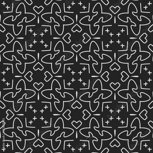Fototapeta Black and white  pattern . Figures ornament.Seamless pattern for fashion, textile design,  on wall paper, wrapping paper, fabrics and home decor.