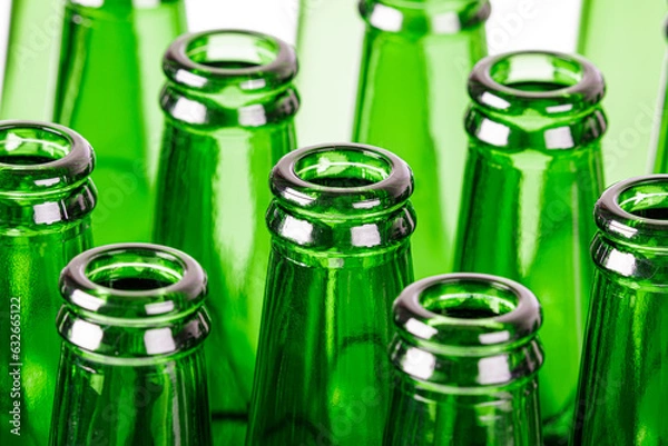 Fototapeta Green Beer Bottles Isolated on a white background