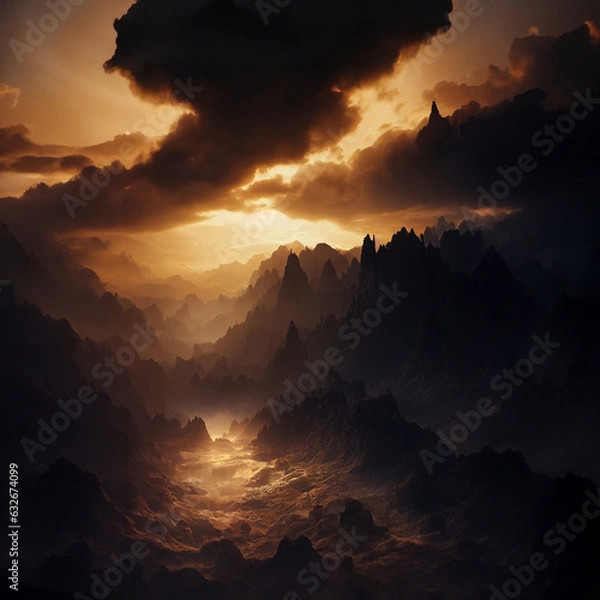 Obraz sunset in the mountains