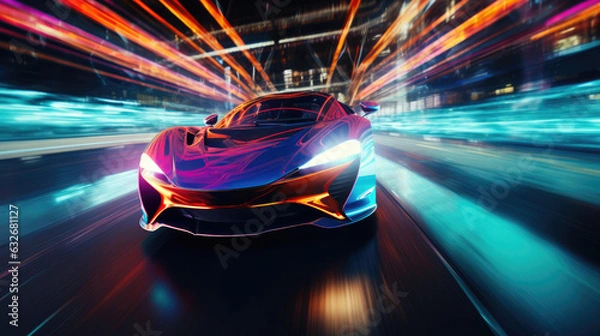 Obraz Cinematic Car Movement with Neon Drive Vibes