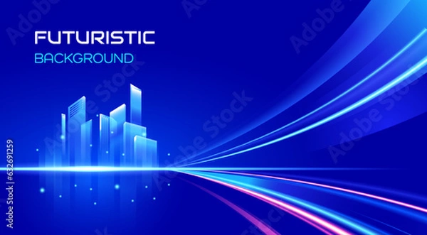 Obraz Vector bright smart city with technology background