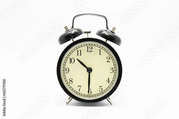 Obraz Black alarm clock isolated on white.