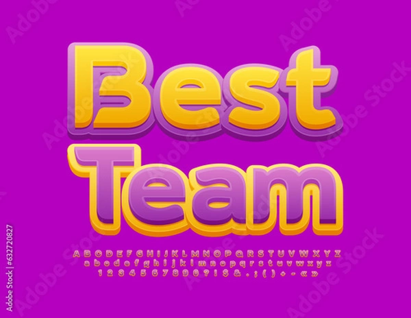 Obraz Vector bright Emblem Best Team. Modern Colorful Font. Modern Alphabet Letters and Numbers set