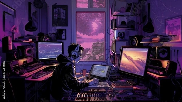 Obraz Kind vor Computer