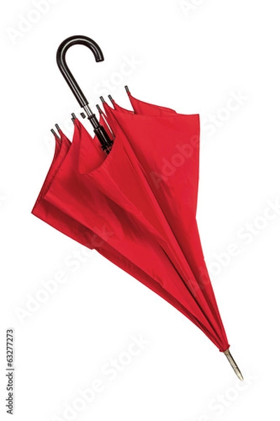 Obraz Closed red umbrella over white