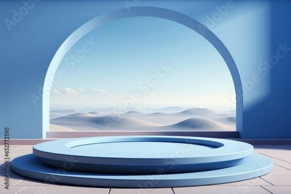 Fototapeta Blue podium empty space can display product background.