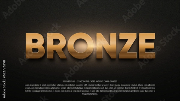 Fototapeta Bronze 3d style editable text effect, 3rd place editable vector