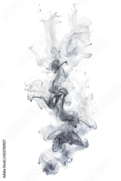 Fototapeta dripping liquid smoke frozen in an abstract futuristic 3d texture isolated on a transparent background, generative ai