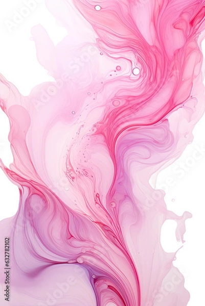 Fototapeta liquid marbled pink paint swirls frozen in an abstract futuristic 3d  isolated on a transparent background, generative ai