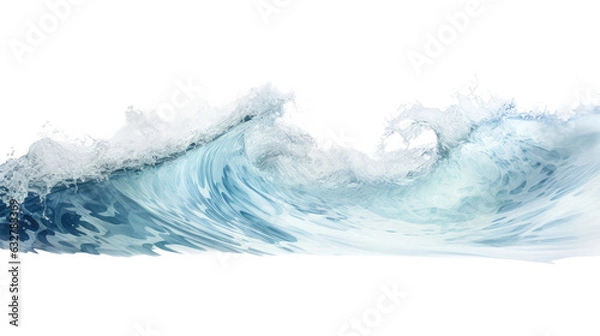 Fototapeta Świecące oceaniczne sny, fale zamrożone w abstrakcyjnej futurystycznej teksturze 3D izolowanej na przezroczystym tle, generatywnym AI