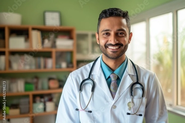 Fototapeta a doctor with a stethoscope around his neck