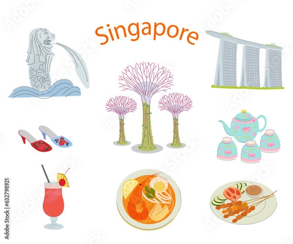 Obraz シンガポール　観光セット　名所　名産
