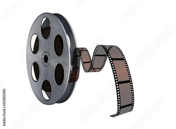 Fototapeta Film reel and strip movie as cinema production concept