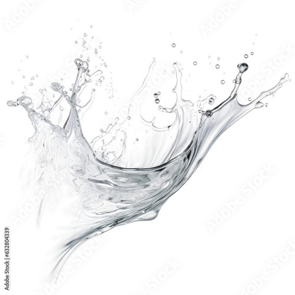 Fototapeta glistening clear water splash frozen in an abstract futuristic 3d texture isolated on a transparent background, generative ai