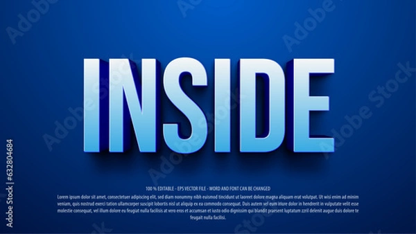 Fototapeta Blue 3d style editable text effect template