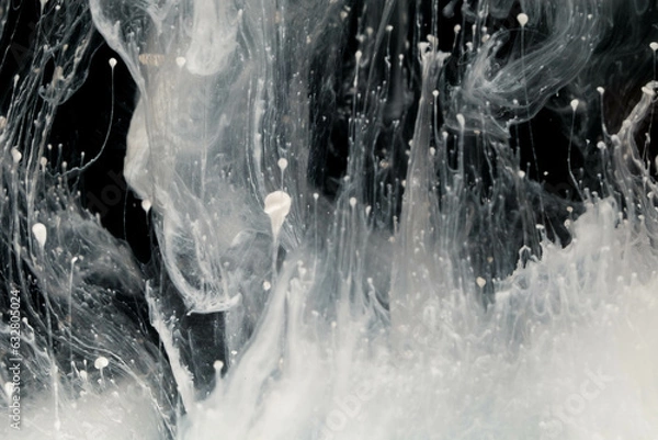 Fototapeta Abstract paint splash isolated on black background. Acrylic ink in water. selective focus.