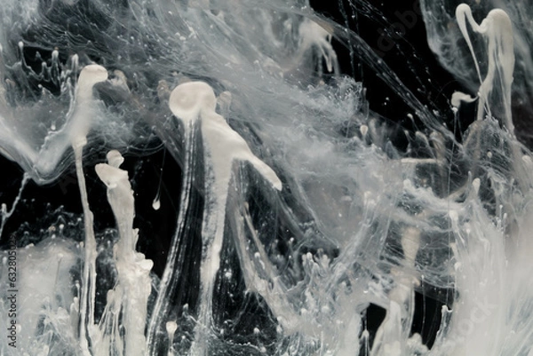 Fototapeta Abstract paint splash isolated on black background. Acrylic ink in water. selective focus.