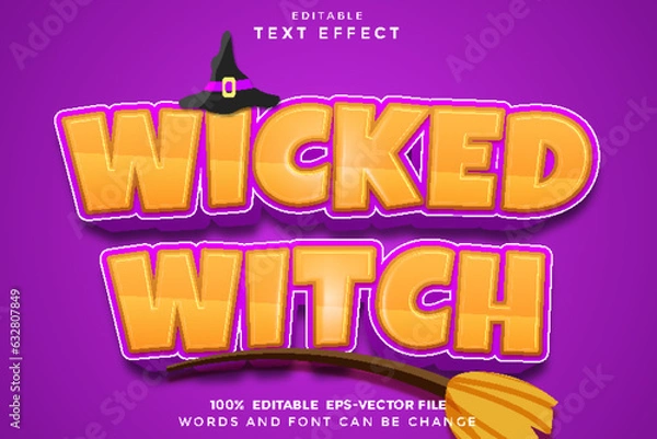 Obraz Wicked Witch Editable Text Effect 3D Cartoon Style
