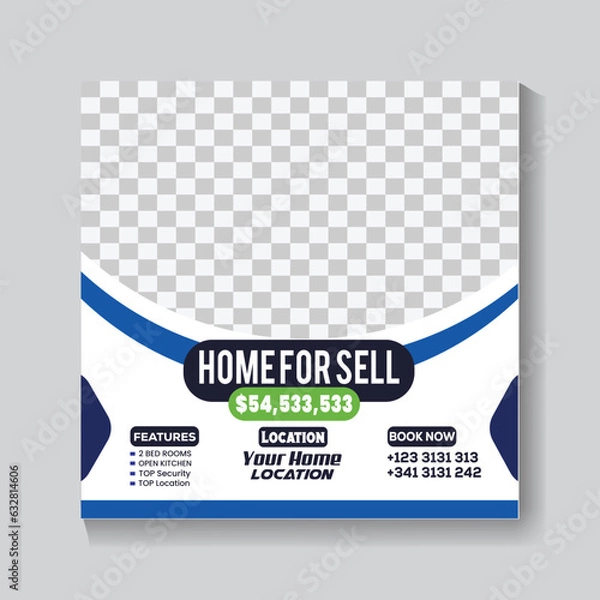 Fototapeta Eps Format home for sale real estate flyer template.  Fully editable design.