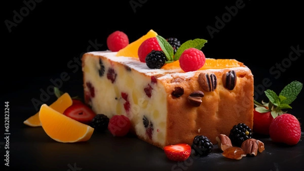 Fototapeta Delicious Creamy Fruitcake
