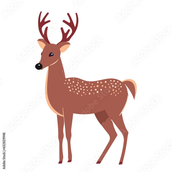 Obraz Cute deer isolated on white background. Vector illustration.