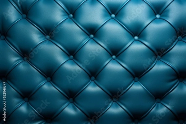 Obraz Padded blue leather upholster pattern. Quilted leather texture with buttons