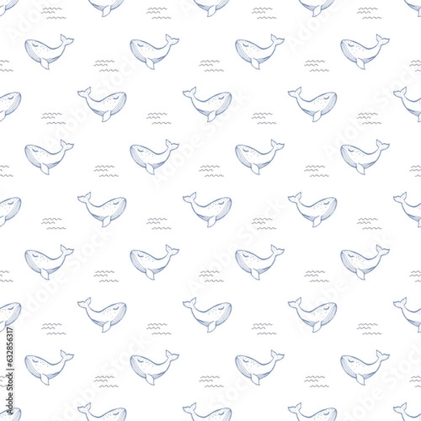 Obraz seamless vector pattern with whales