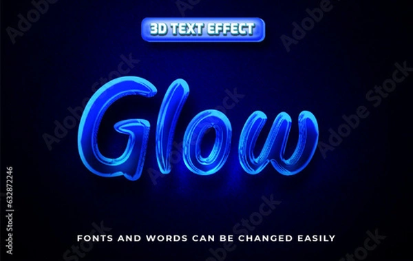 Obraz Glow blue neon editable text effect style