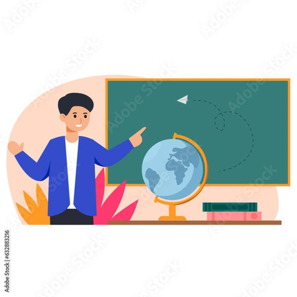 Obraz Geography Teacher Illustration