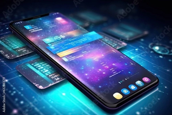 Obraz Modern smartphone representing the convergence of cutting-edge technologies