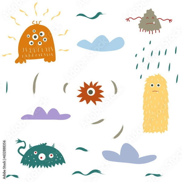 Obraz Seamless pattern. Funny and colorful monsters. Vector