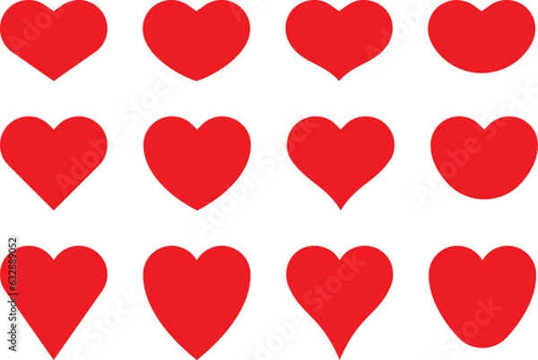 Fototapeta 赤いハートマークのベクターイラストセット