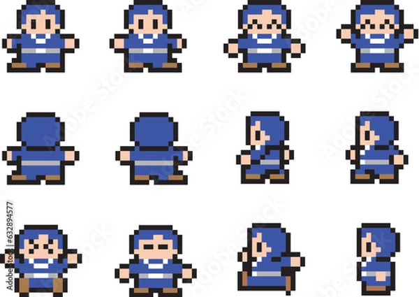 Fototapeta 現代RPG風ドット絵　サラリーマンのモーションセット