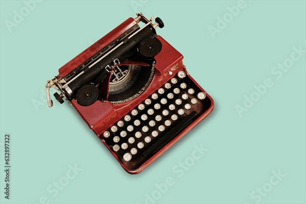 Obraz Vintage typewriter on green flat background