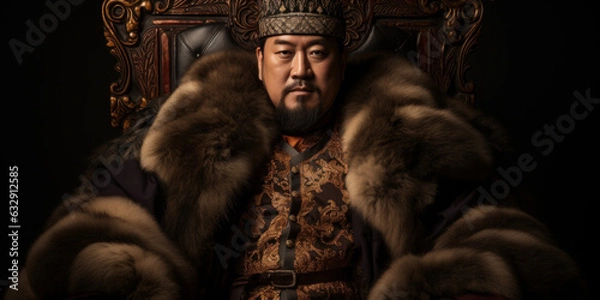 Fototapeta Kublai Khan, khagan of the Mongol Empire. Generative AI