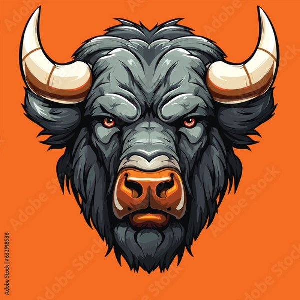 Fototapeta mascot logo of buffalo simple vector
