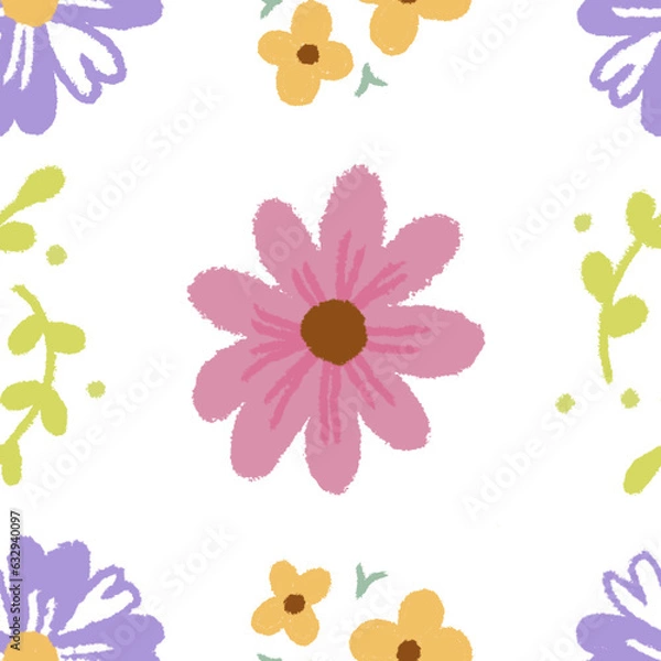 Obraz Seamless floral pattern with decorative flowers on white background