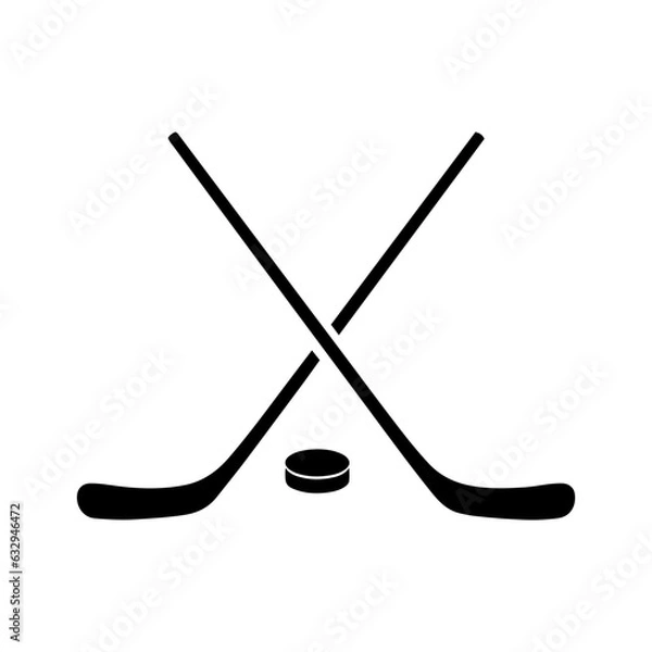 Obraz Crossed hockey sticks with hockey puck Svg Cut File. Isolated vector illustration.
