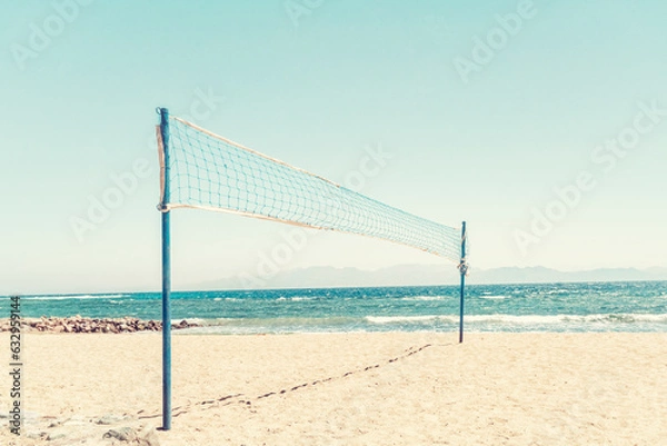 Fototapeta Beach volleyball play ground on a beach in Dahab by the red sea, Southern Sinai, Egypt
