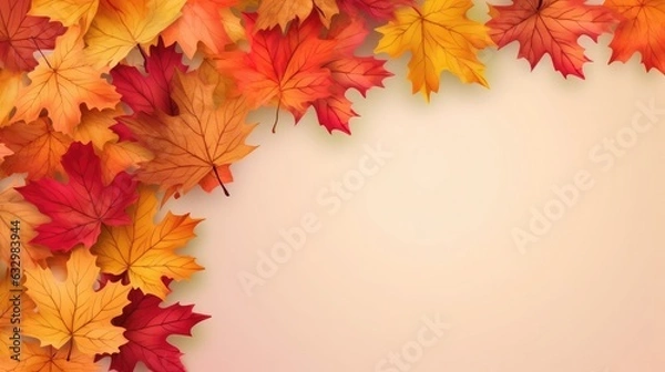 Obraz Thanksgiving photo frame with summer leaves with text space in white background 