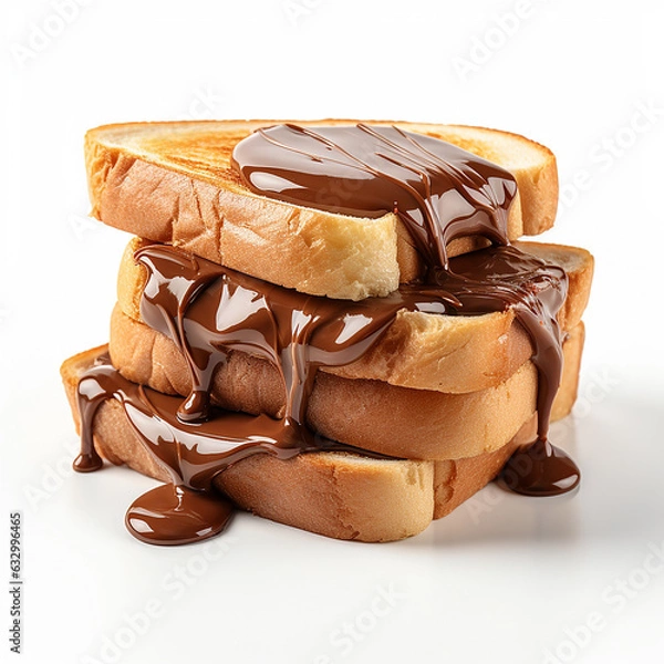 Fototapeta Toasts with chocolate butter isolated on white background. Made with generative ai