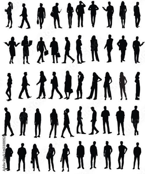 Fototapeta silhouettes of people working group of standing business people vector eps 10