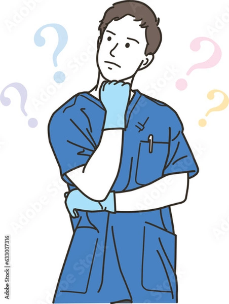 Fototapeta 考え中の男性の医療従事者
