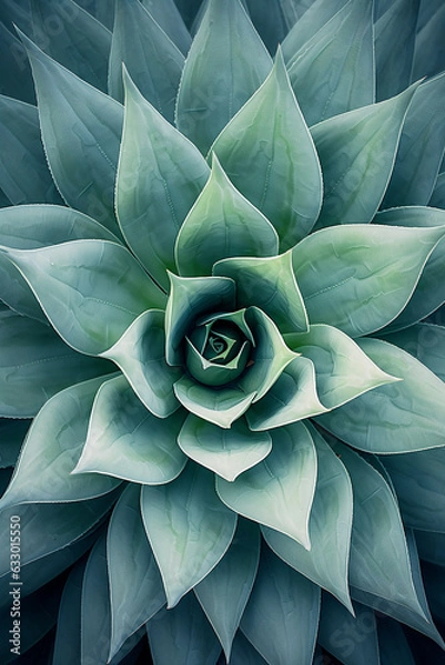 Fototapeta Queen Victoria Agave in pale tone. Top view photography. Generative AI.