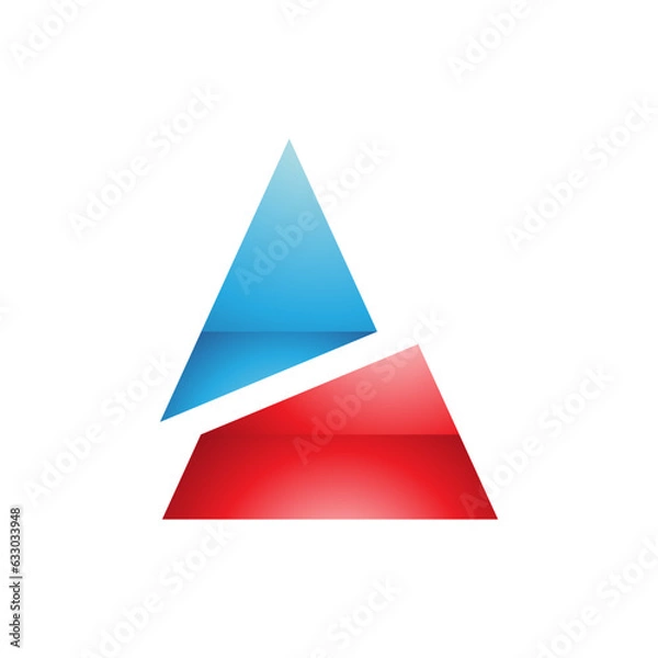 Obraz Blue and Red Glossy Split Triangle Shaped Letter A Icon