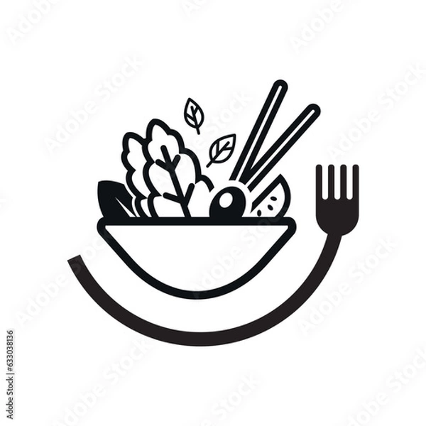 Fototapeta Healthy and hearty vegan food. Vegan salad icon.
