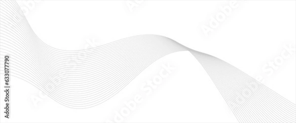 Obraz Abstract grey wave lines on transparent background. Technology, data science, geometric border pattern. Isolated on white background. Vector illustration.