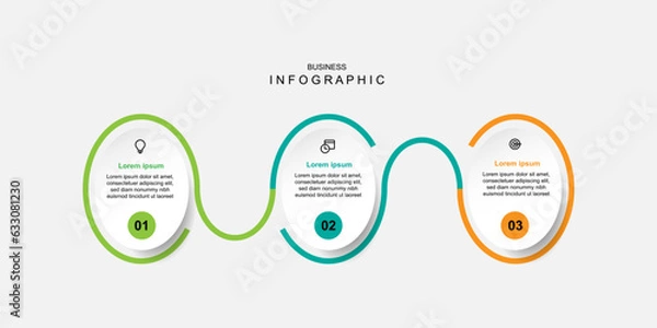 Obraz Infographic template element. Timeline process with three step.